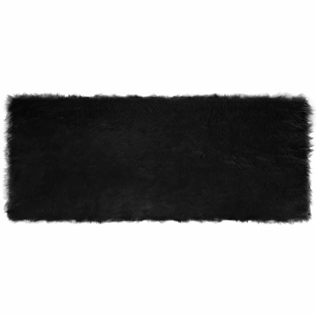 Falsk Fåreskind Tæppe Sort 80 x 200 cm Polyester billede