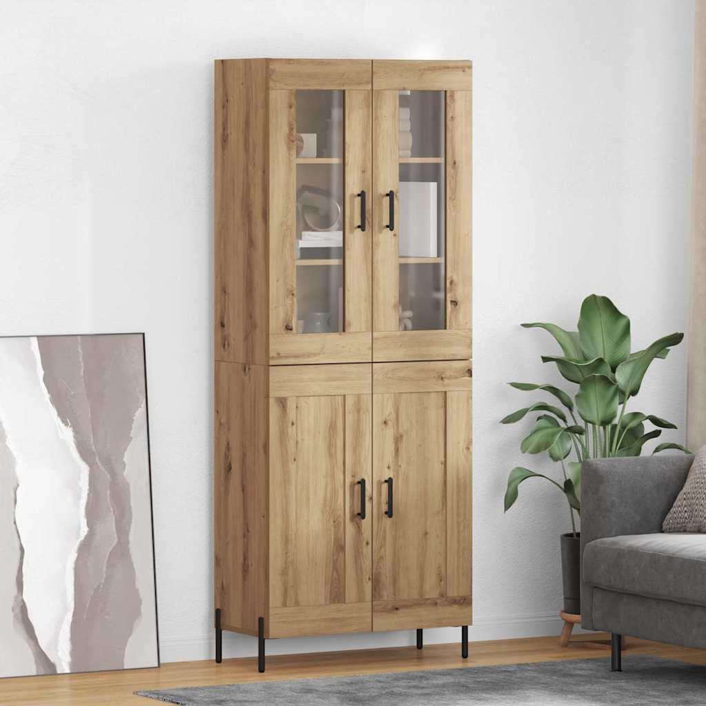 Highboard i artisan egetræ 69,5 × 34 × 180 cm - konstrueret træ billede
