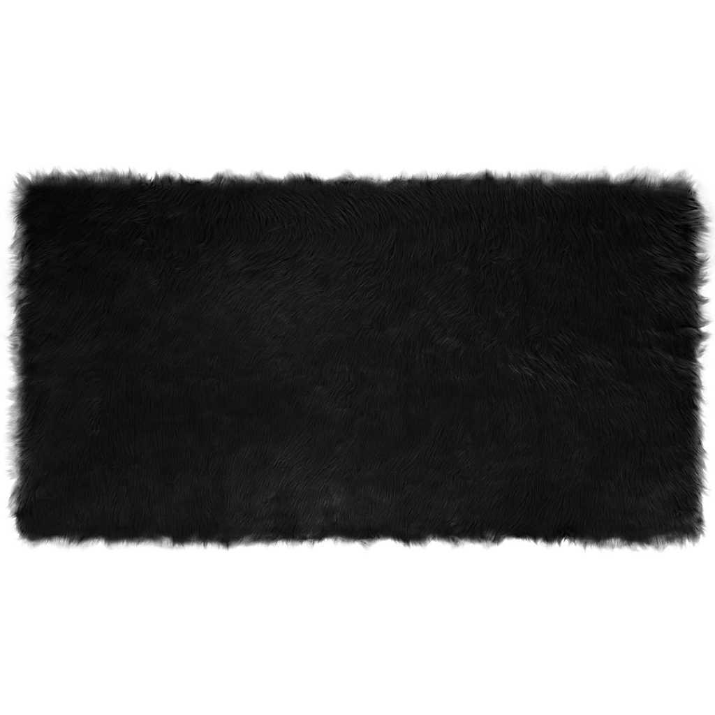 Falsk Fåreskind Tæppe Sort 80 x 150 cm Polyester billede