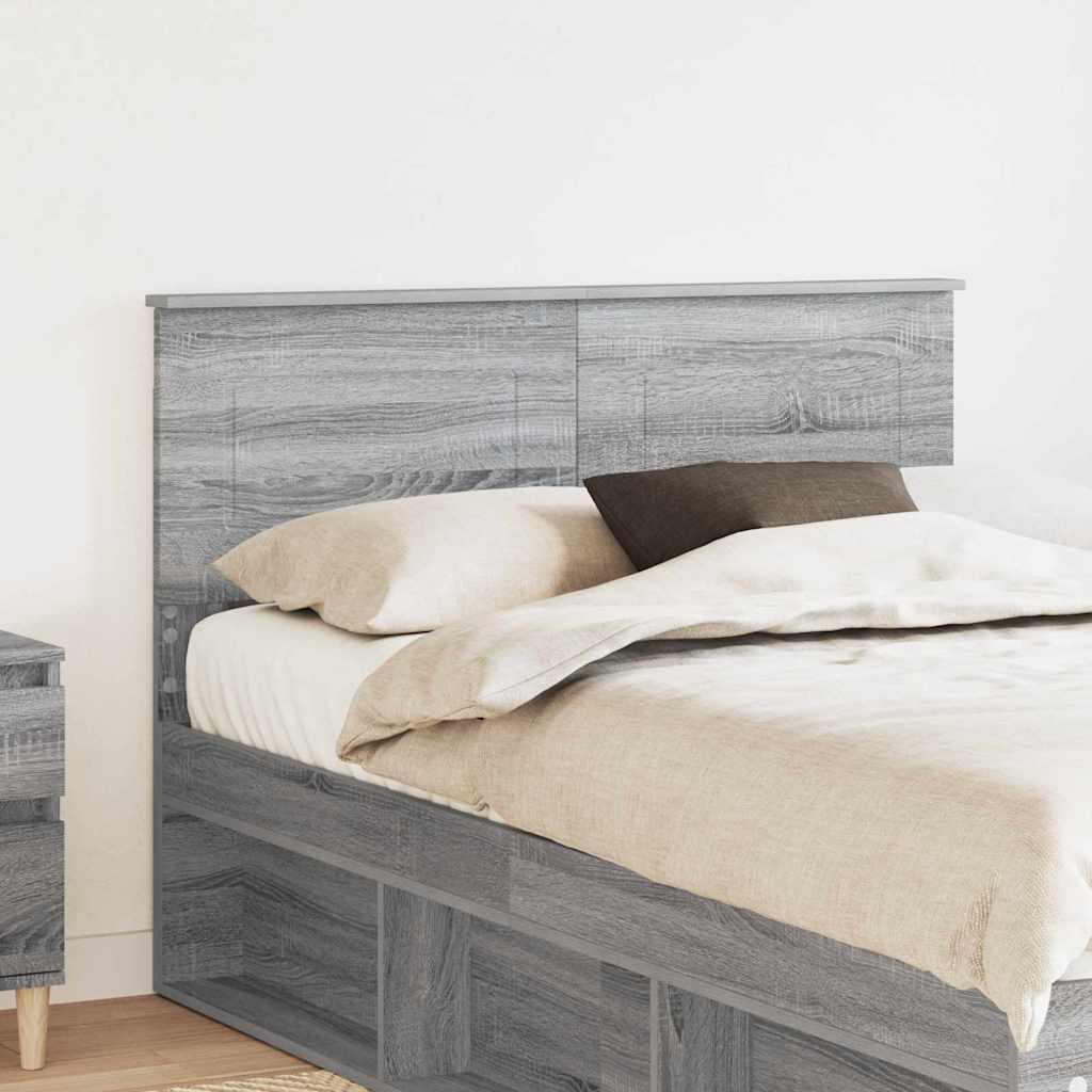 Sengegavl i grå sonoma - konstrueret træ, 138 × 90 cm billede