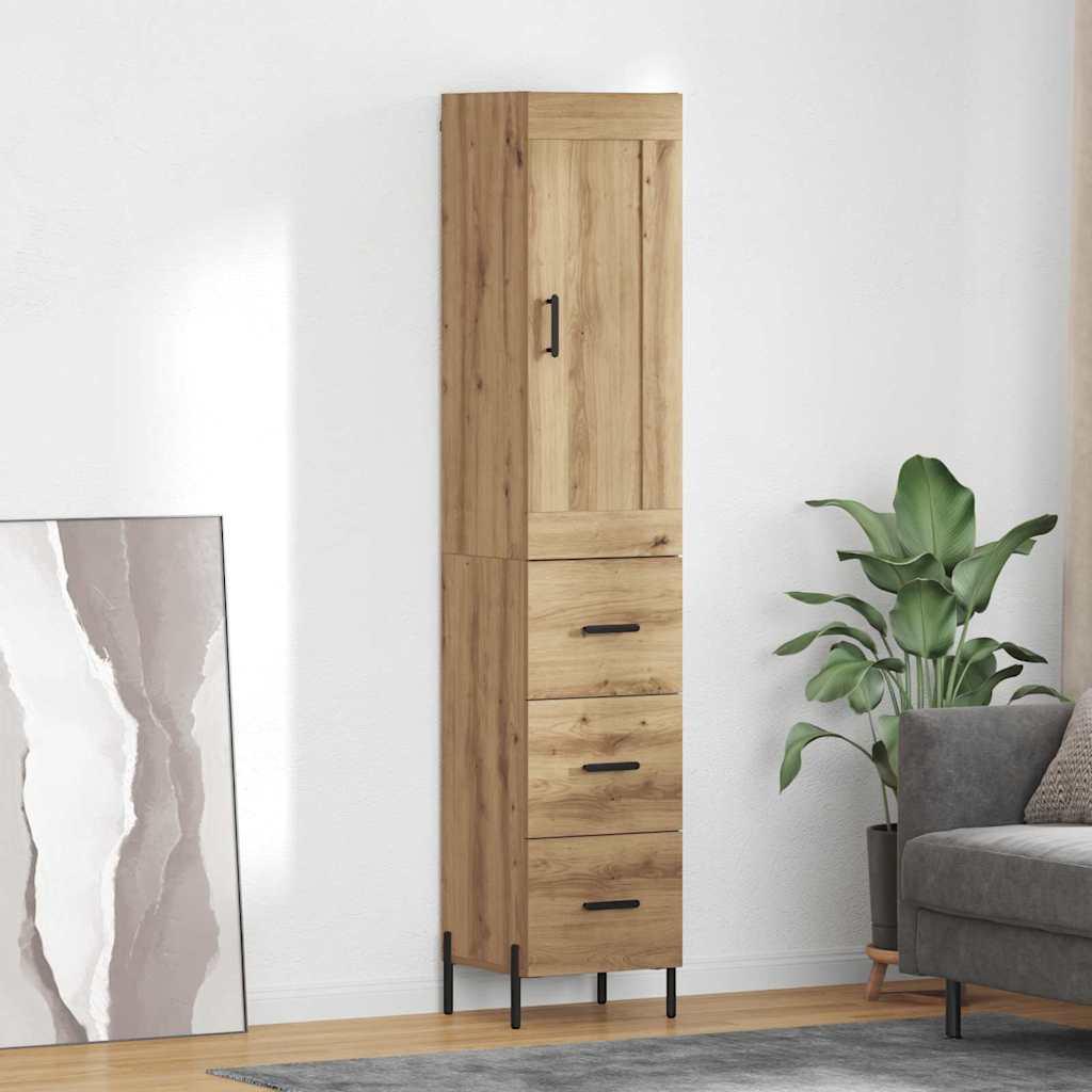 Highboard Artisan Egetræ 34,5 x 34 x 180 cm Konstrueret træ billede