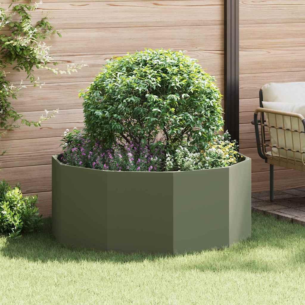 Plantekasse Oliven grøn 120 x 120 x 50 cm Stål billede
