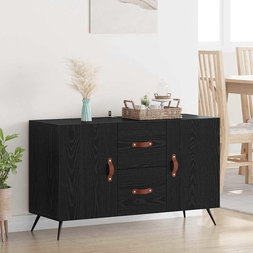 Sidebord med skuffe Sort eg 100 x 36 x 60 cm Konstrueret træ billede