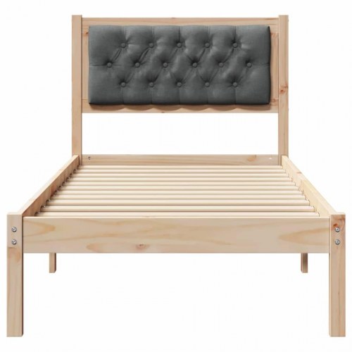 Sengestel med hovedgærde mørkegrå 90 x 200 cm fyrretræ