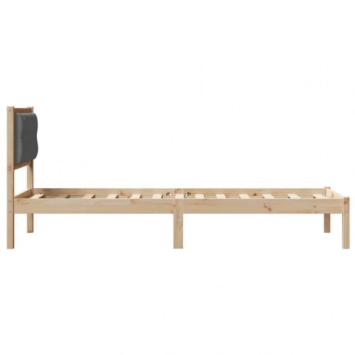 Sengestel med hovedgærde mørkegrå 90 x 200 cm fyrretræ