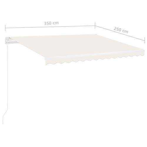 Markise m. LED-lys 350x250 cm manuel betjening cremefarvet