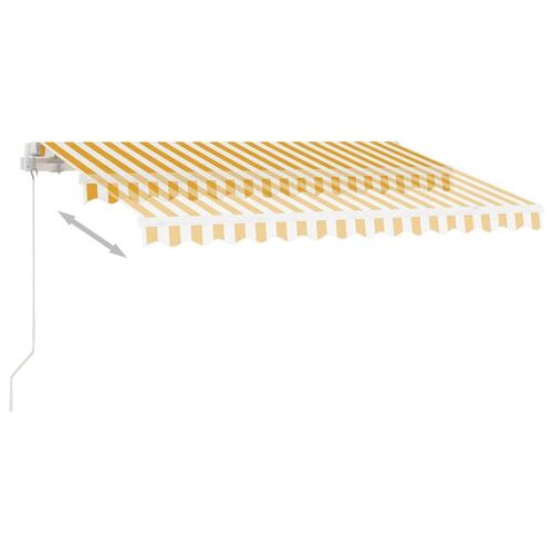 Markise m. LED-lys 350x250 cm manuel betjening gul og hvid