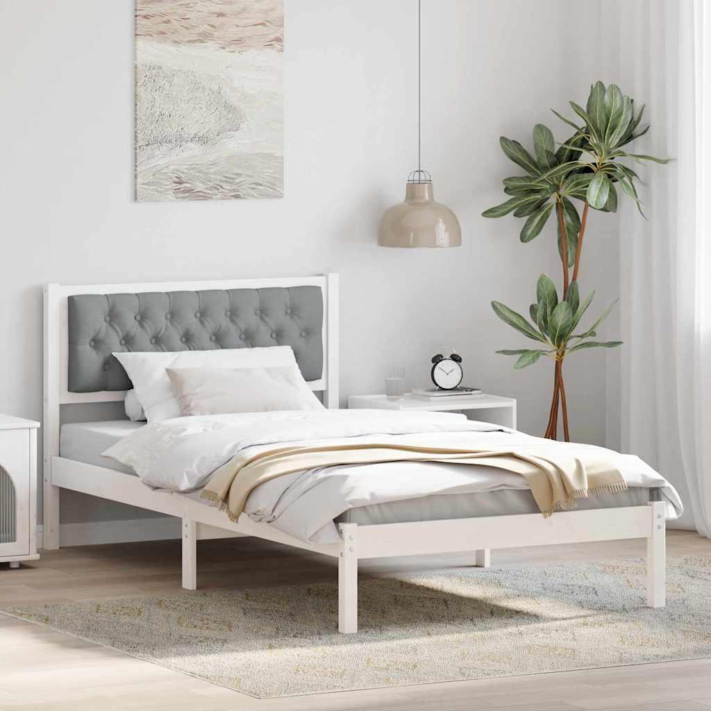 Sengestel med hovedgærde Lysegrå 100 x 200 cm Massiv fyrretræ billede
