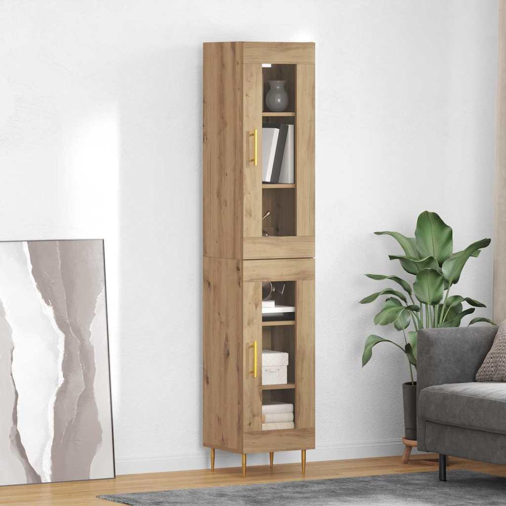 Highboard Artisan Egetræ 34,5 x 34 x 180 cm Konstrueret træ billede