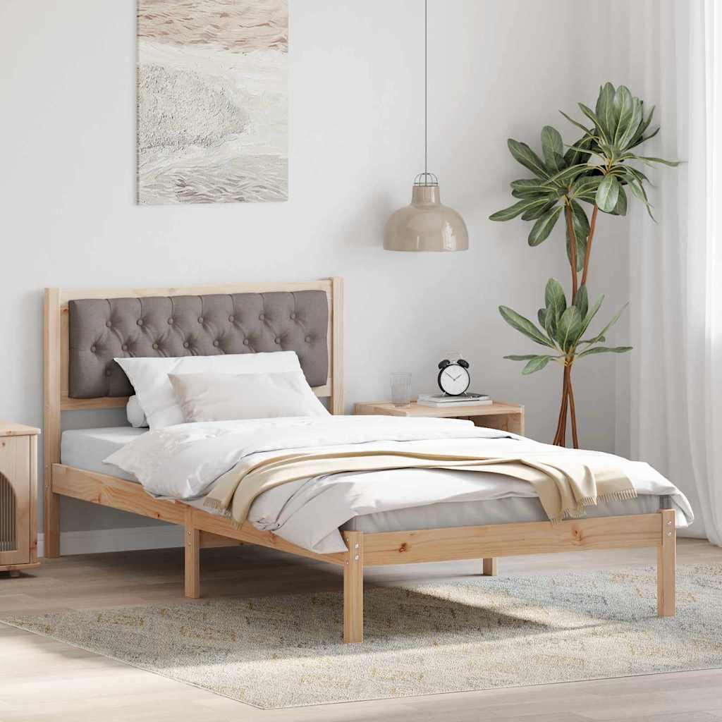 Sengestel med hovedgærde Gråbrun 100 x 200 cm Massiv fyrretræ billede