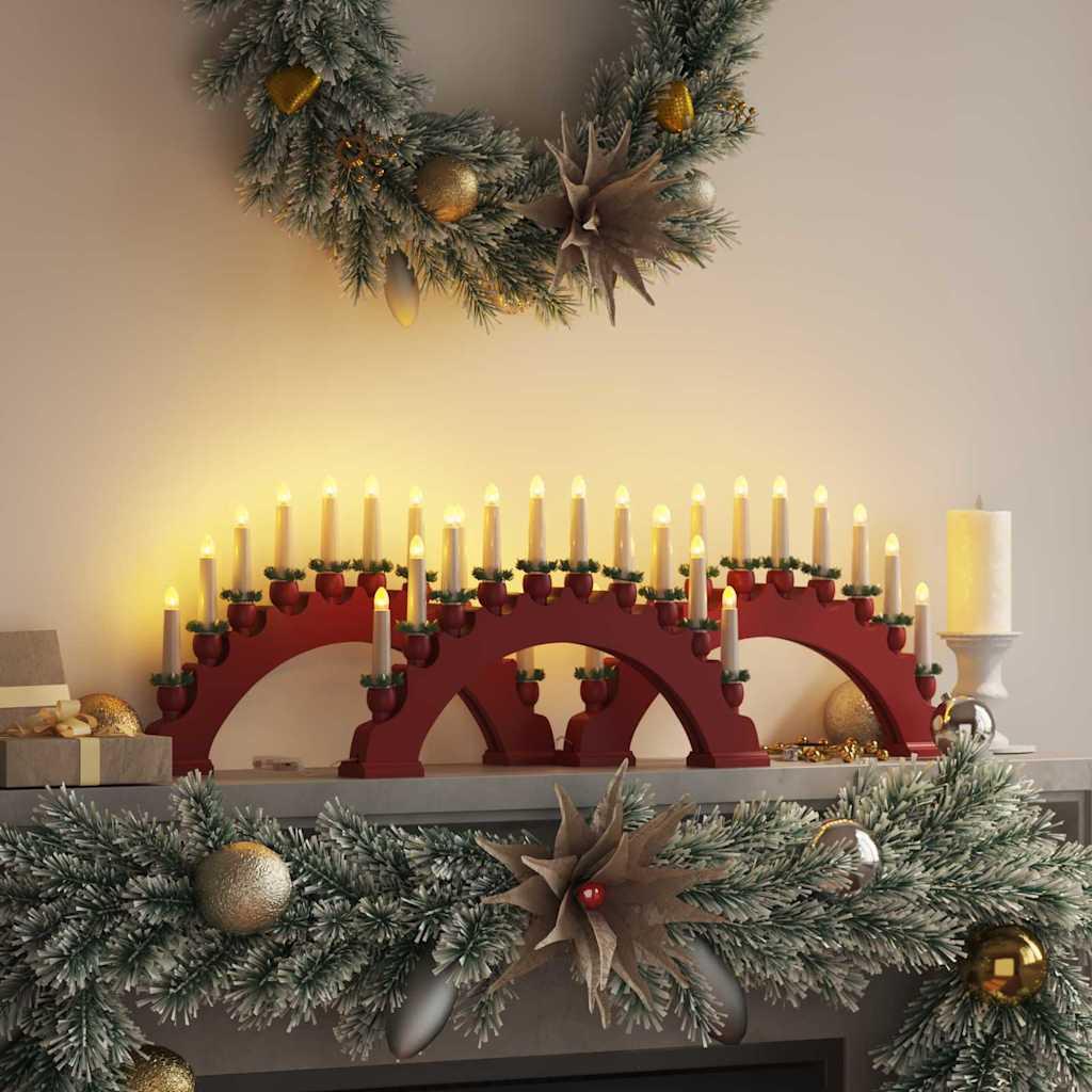 Julelys Bue med 10 LED Lys 3 stk Rød 47 x 5 x 29 cm billede
