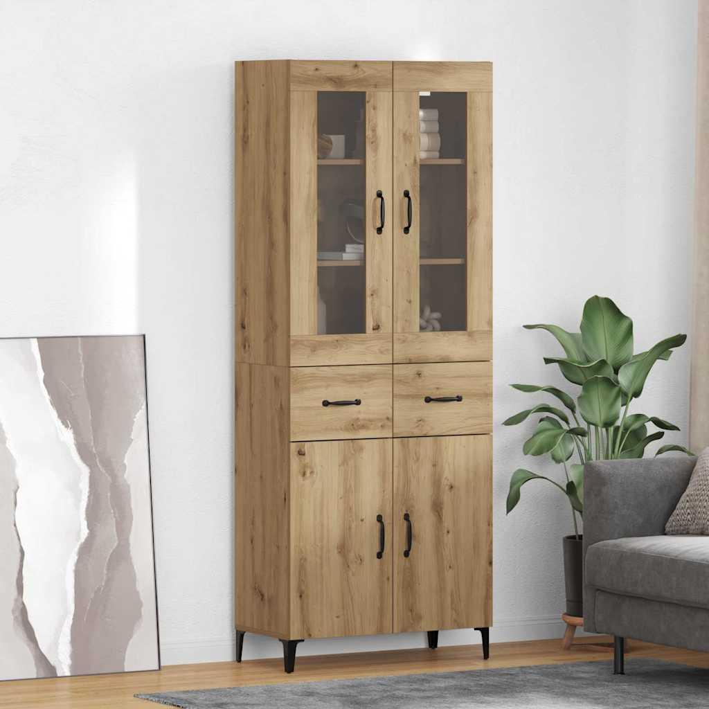Highboard Artisan Egetræ 69,5 x 34 x 180 cm Konstrueret træ billede