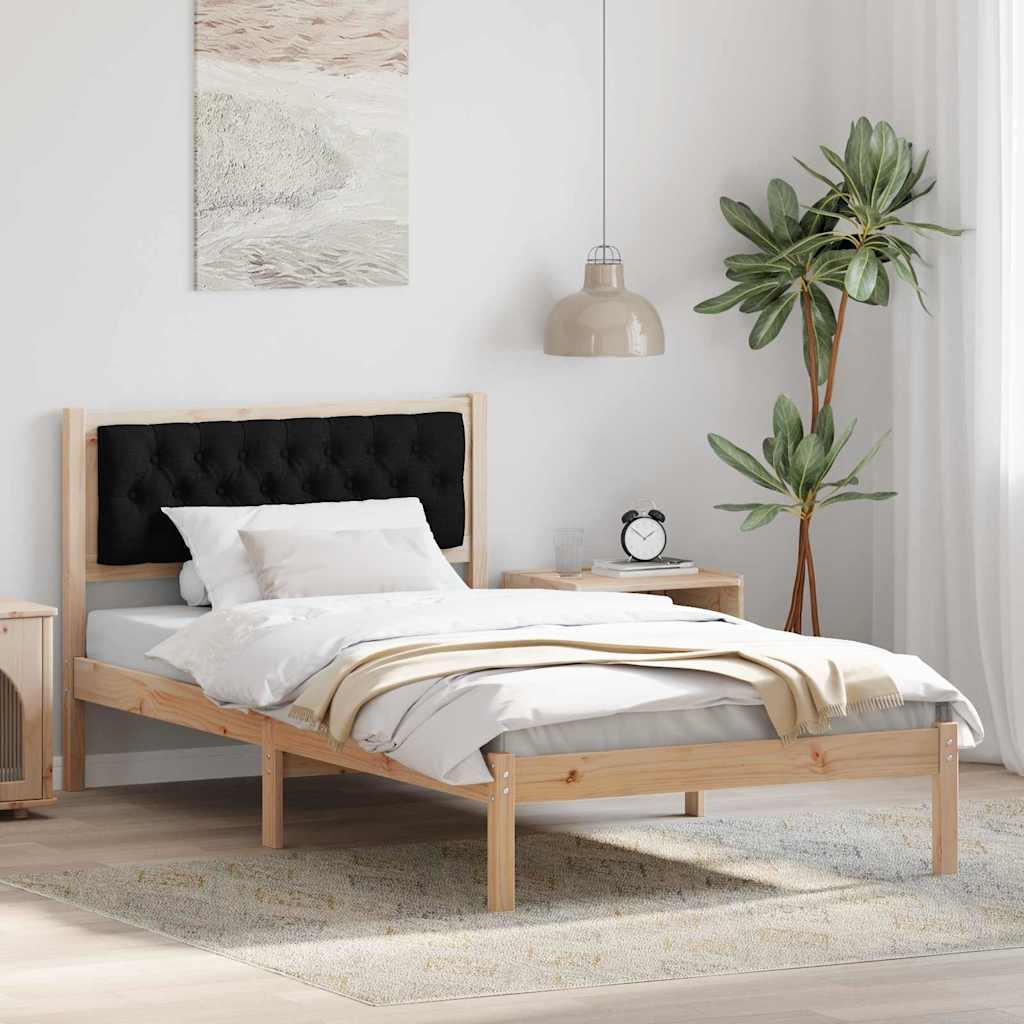 Sengestel med hovedgærde Sort 100 x 200 cm Massiv fyrretræ billede