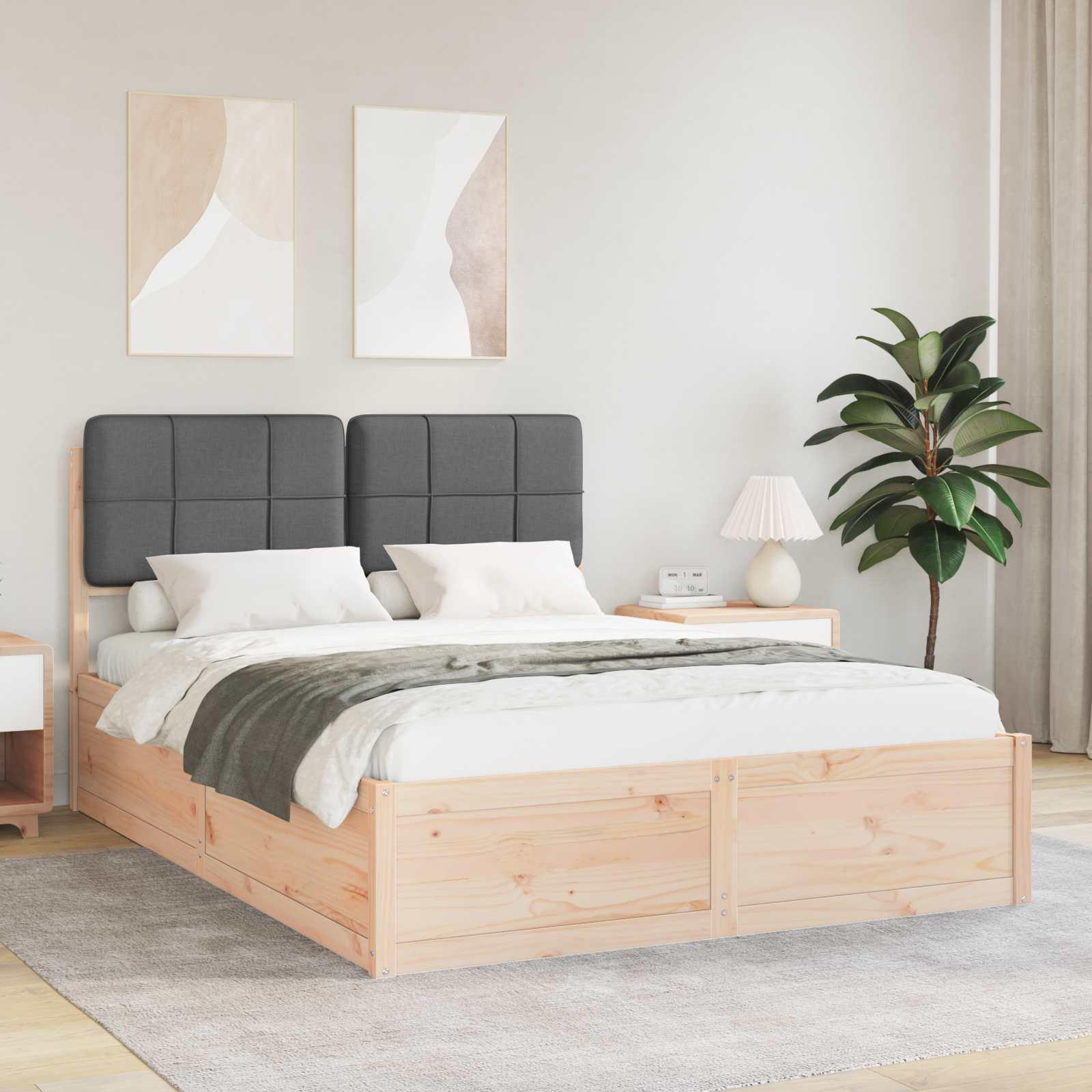 Sengestel med Polstret Hovedgavl Mørkegrå 160 x 200 cm billede