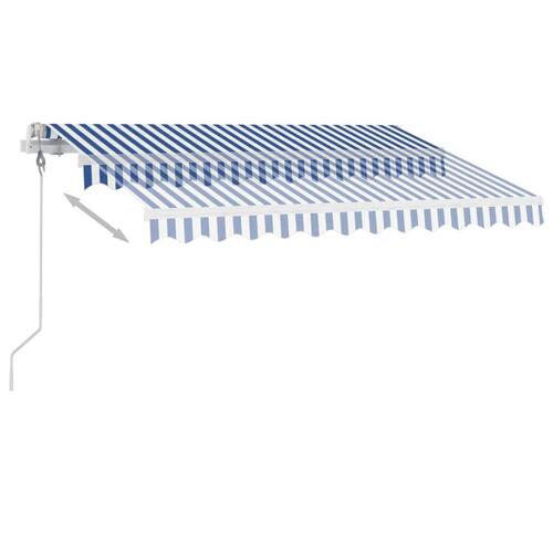 Fritstående markise 350x250 cm automatisk betjening blå og hvid