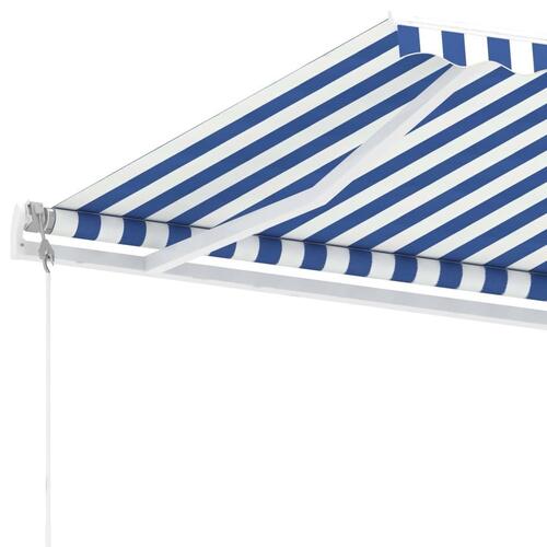 Fritstående markise 350x250 cm automatisk betjening blå og hvid