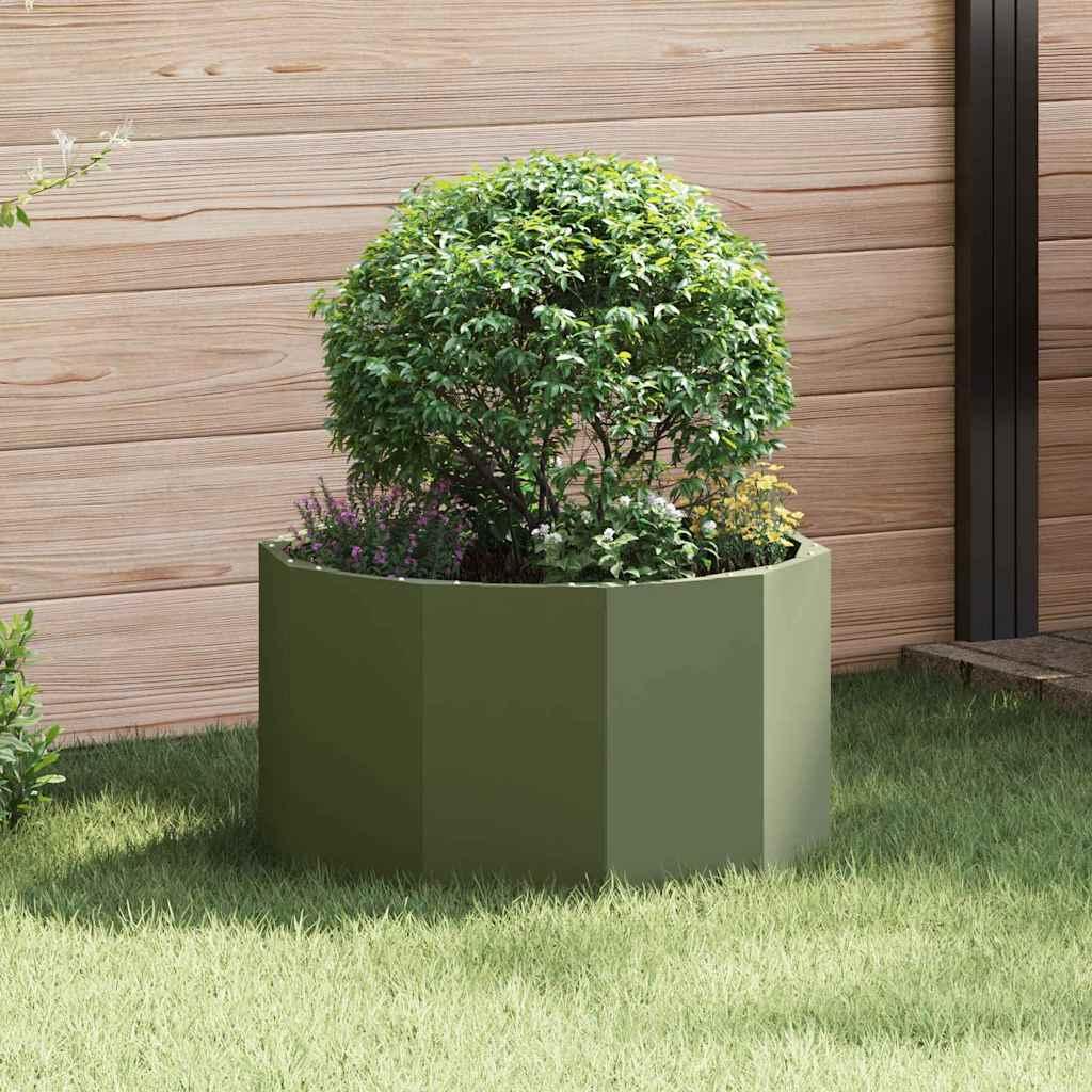 Plantekasse Oliven grøn 60 x 60 x 35 cm Stål billede