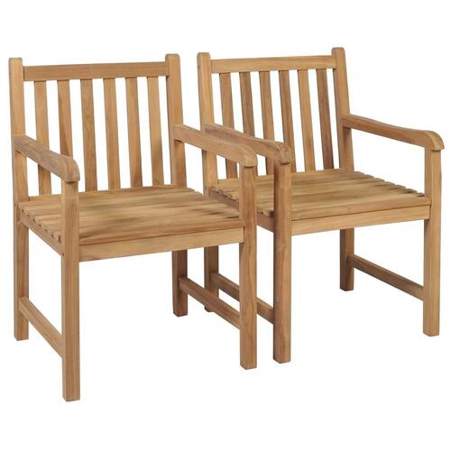 Havestole 2 stk. med beige hynder massivt teaktræ