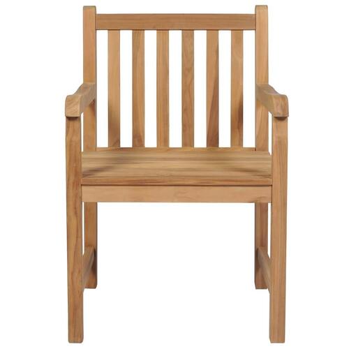 Havestole 2 stk. med beige hynder massivt teaktræ