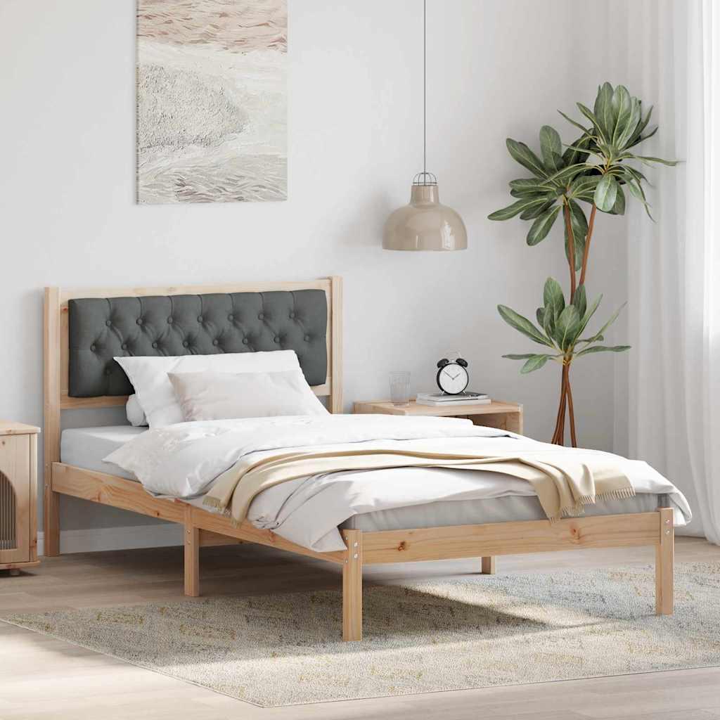 Sengestel med hovedgærde Mørkegrå 100 x 200 cm Massiv fyrretræ billede
