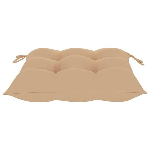 Havestole 2 stk. med beige hynder massivt teaktræ