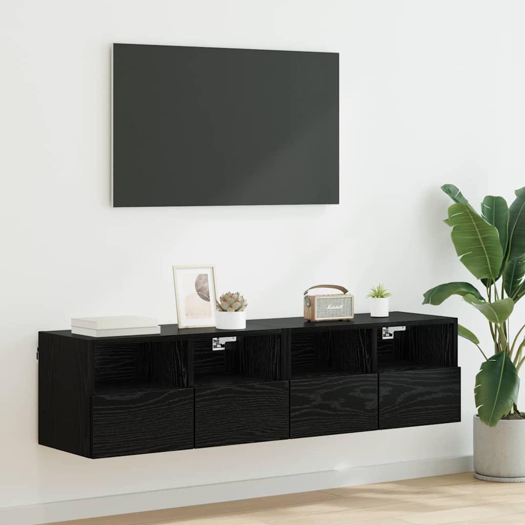 TV Væghylder 2 stk Sort eg 60 x 30 x 30 cm Konstrueret træ billede