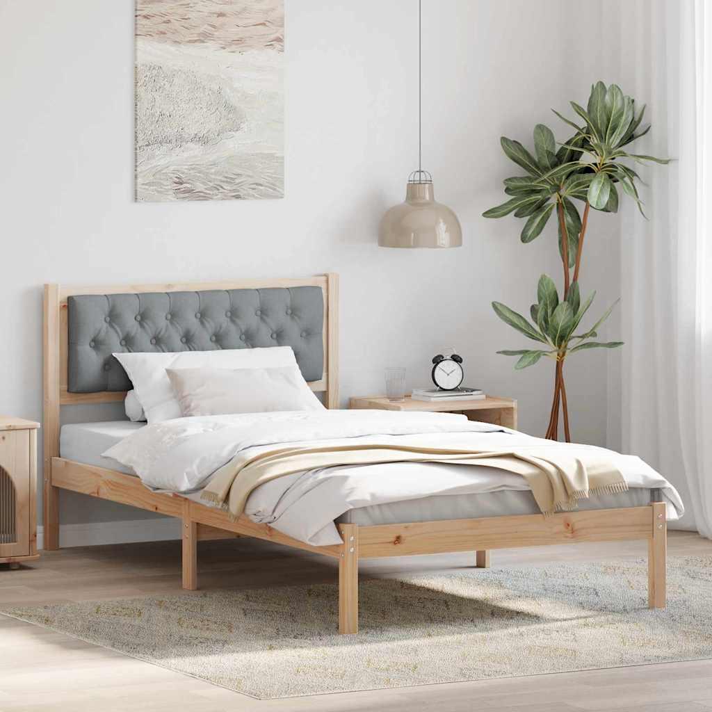 Sengestel med hovedgærde Lysegrå 100 x 200 cm Massiv fyrretræ billede