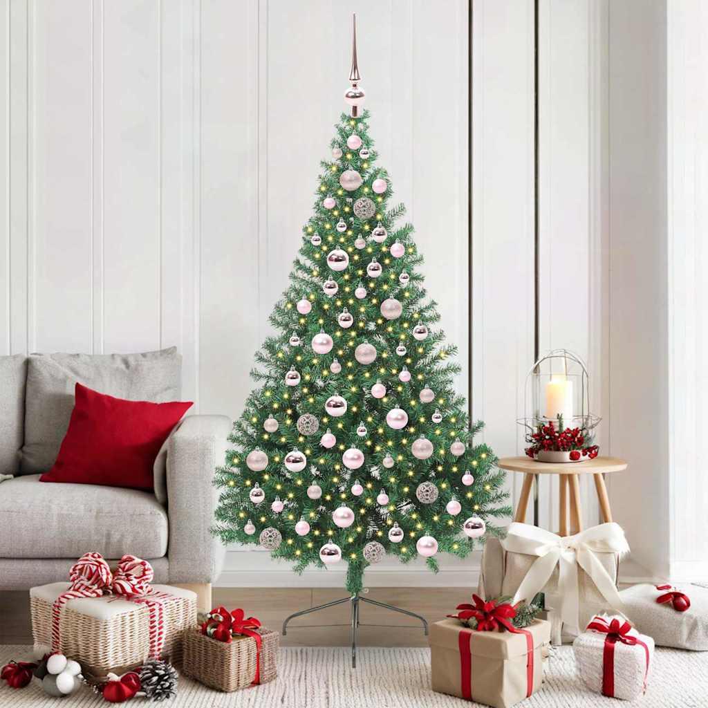 Kunstig Forbelyst Juletræ med 300 LED'er Grøn 180 cm PVC billede