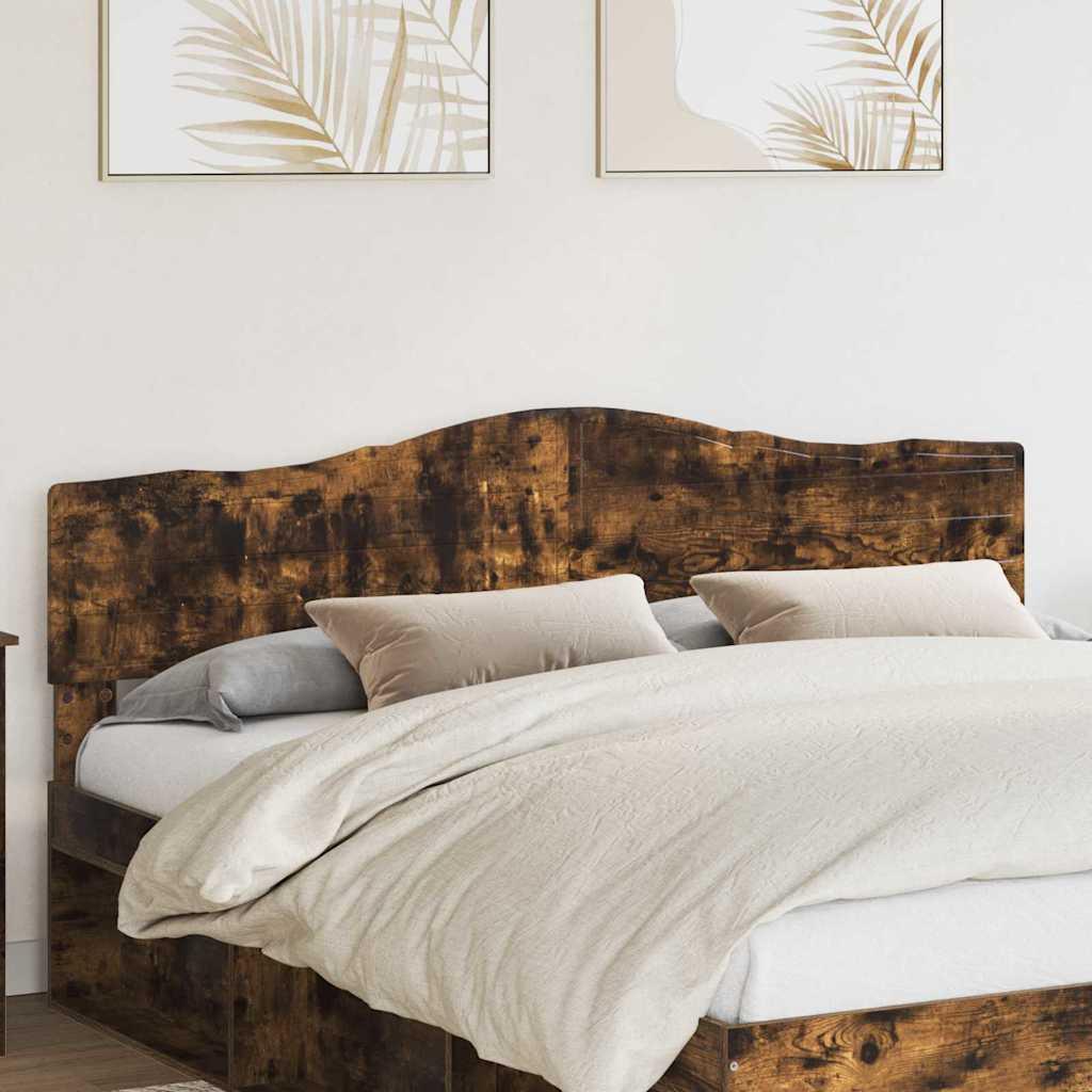 Sengegavl i konstrueret træ - røget eg, 203 × 90 cm billede
