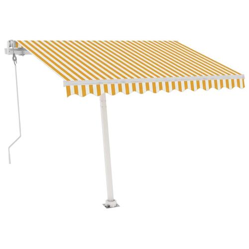 Fritstående markise 350x250 cm automatisk betjening gul og hvid