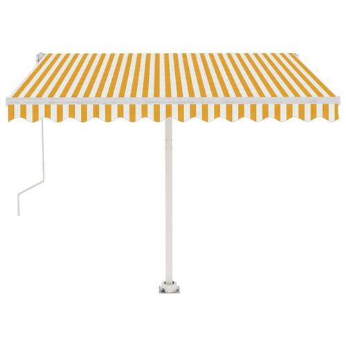 Fritstående markise 350x250 cm automatisk betjening gul og hvid