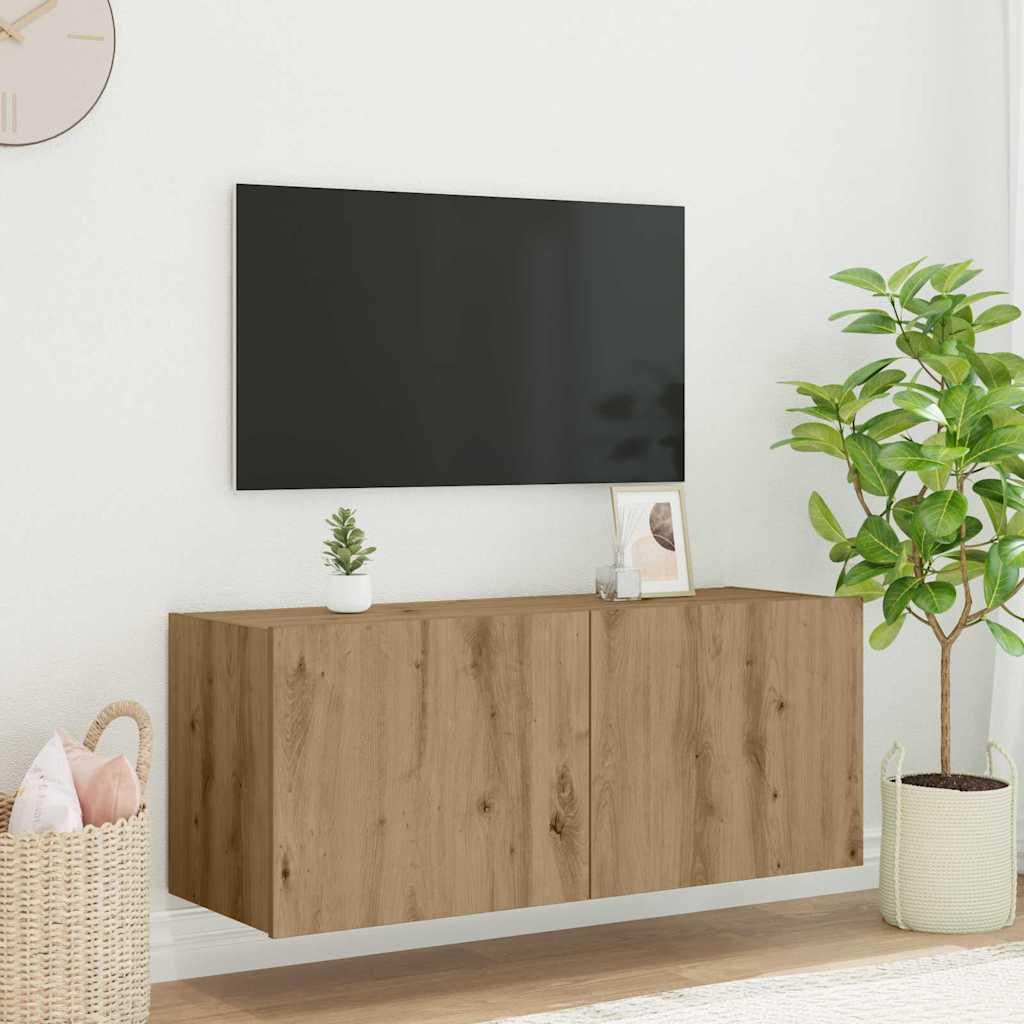 TV vægskab Artisan Egetræ 100 x 35 x 41 cm Konstrueret træ billede