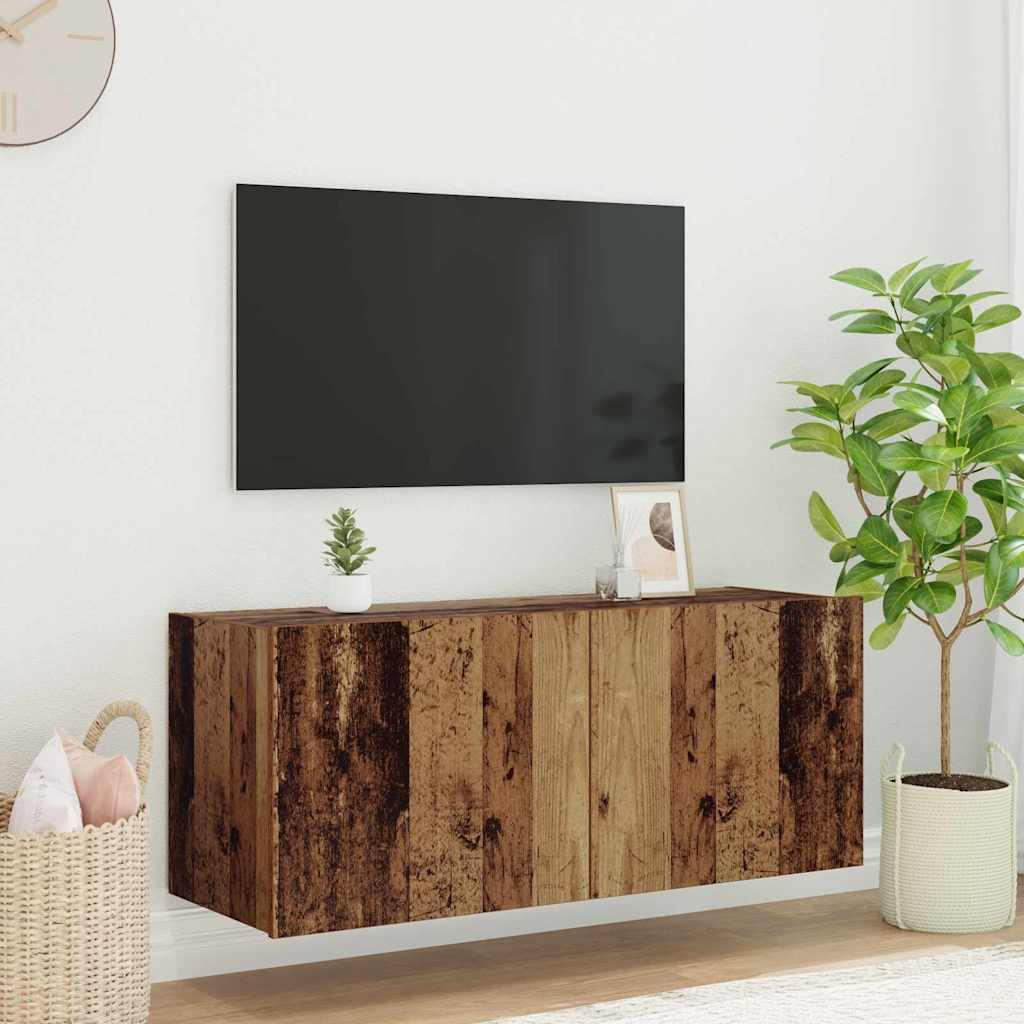 TV vægskab Gammelt træ 100 x 35 x 41 cm Konstrueret træ billede