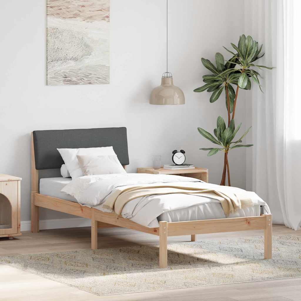 Sengestel brun og mørkegrå 80 x 200 cm Massivt fyrretræ billede