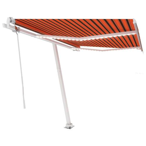 Markise m. LED+vindsensor 350x250 cm automatisk orange og brun