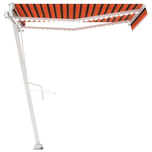 Markise m. LED+vindsensor 350x250 cm automatisk orange og brun