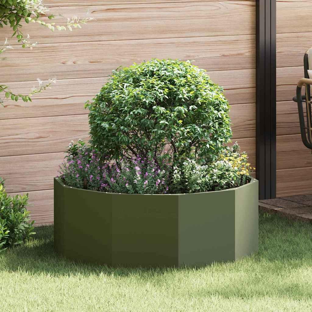Plantekasse Oliven grøn 90 x 90 x 35 cm Stål billede
