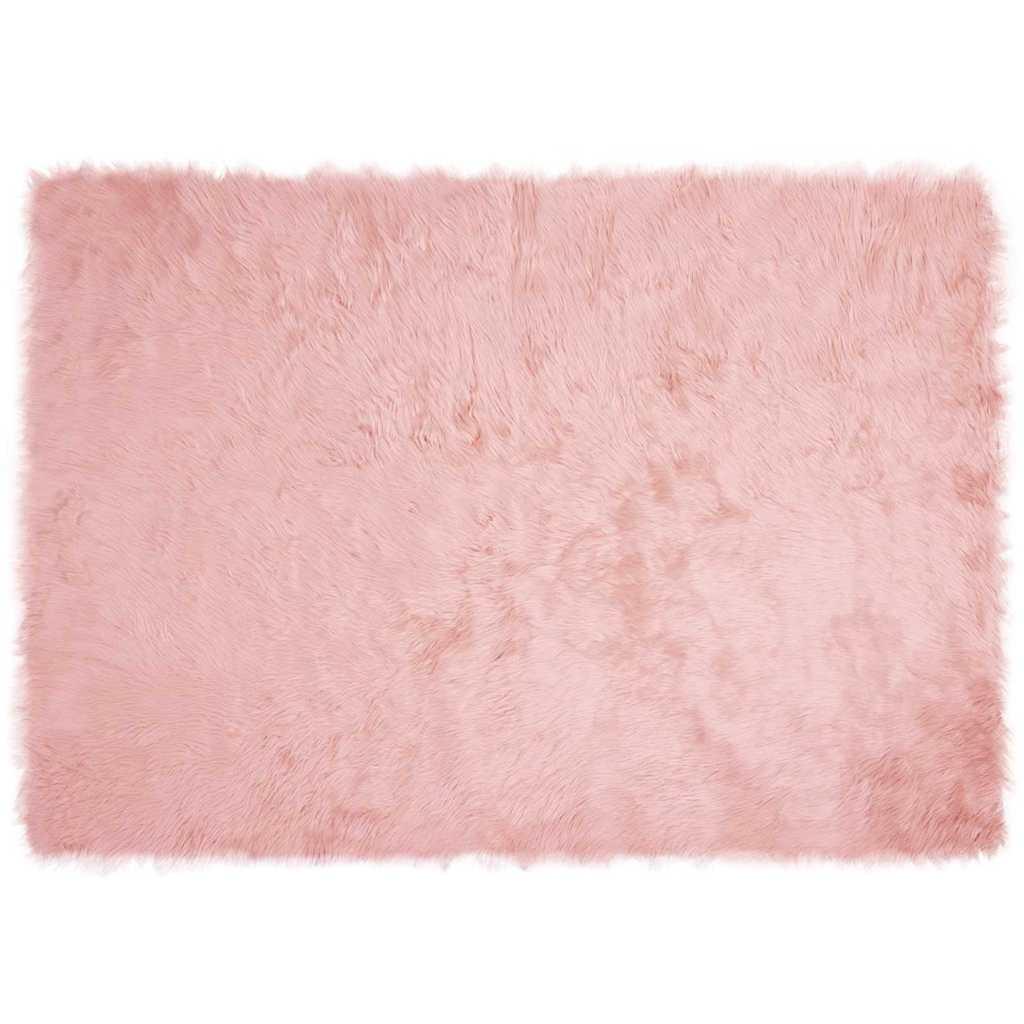 Falsk Fåreskind Tæppe Lyserød 140 x 200 cm Polyester billede