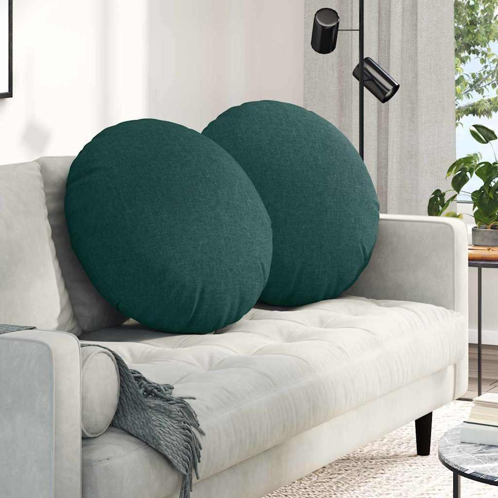 Sædepuder 2 stk Mørkegrøn Ø60 x 21 cm Stof billede