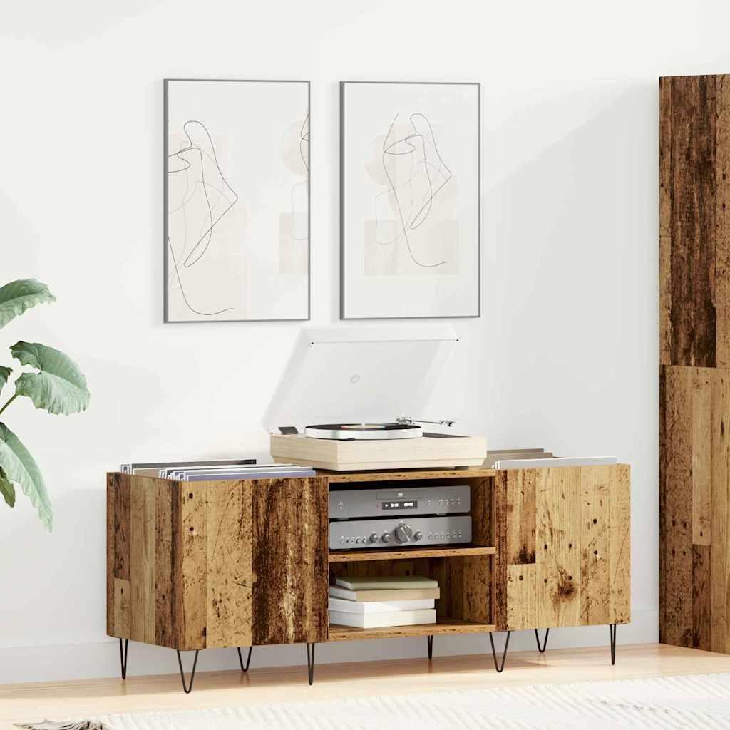 Pladeskab Gammelt træ 121 x 38 x 48 cm Ingeniørt træ og jern billede