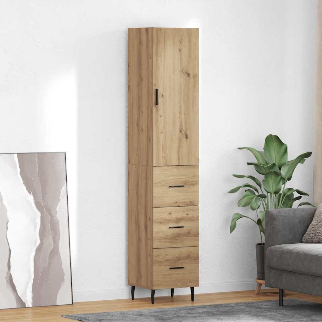 Highboard Artisan Egetræ 34,5 x 34 x 180 cm Konstrueret træ billede