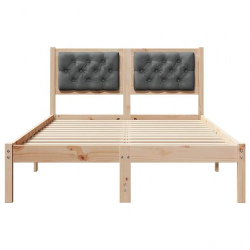 Sengestel med hovedgærde mørkegrå 135 x 190 cm massiv fyrretræ