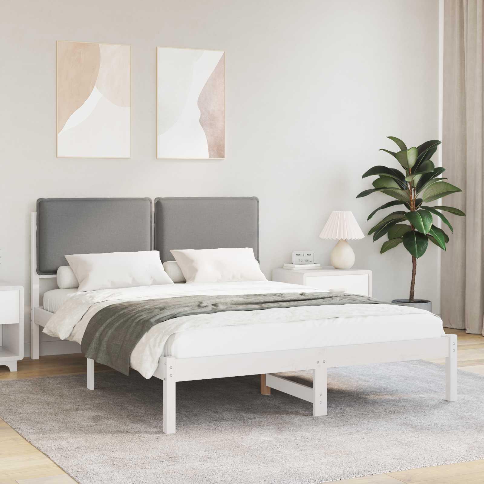 Sengestel med Polstret Hovedgavl Lysegrå 150 x 200 cm billede