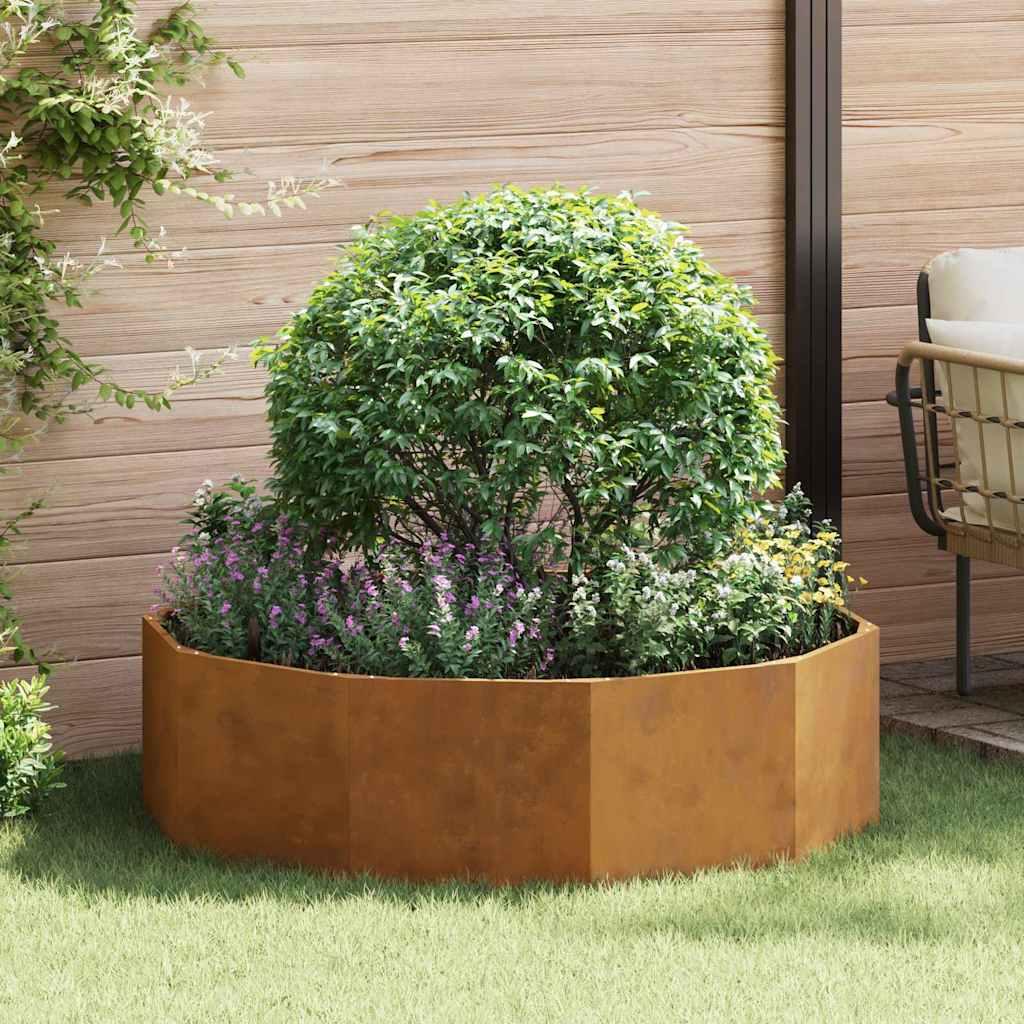 Plantekasse i cortenstål 120 x 120 x 35 cm rusten