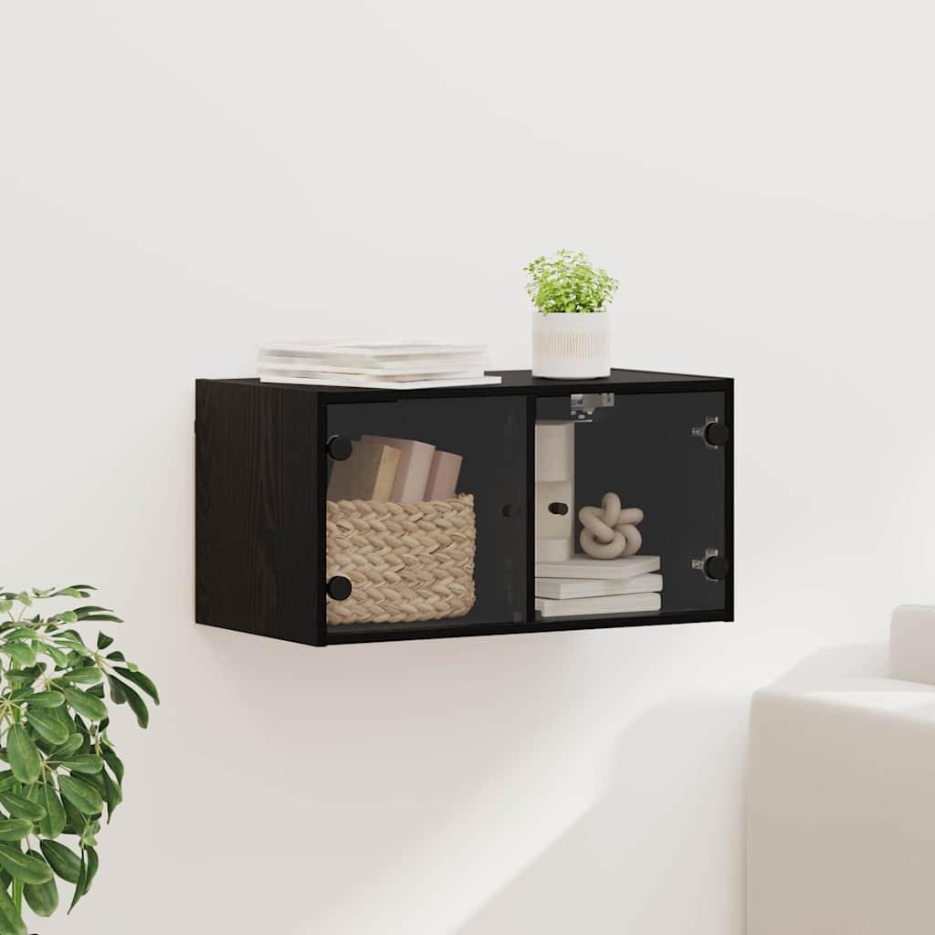 Vægskab Vægmonteret Sort eg 68 x 37 x 35 cm Konstrueret træ billede