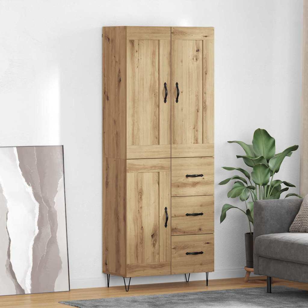 Highboard Artisan Egetræ 69,5 x 34 x 180 cm Konstrueret træ billede