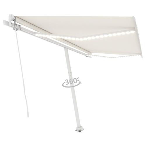 Markise m. LED-lys 400x300 cm manuel betjening cremefarvet
