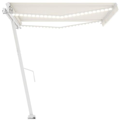 Markise m. LED-lys 400x300 cm manuel betjening cremefarvet