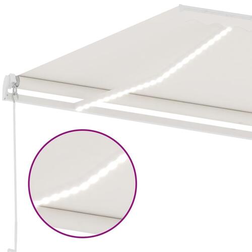 Markise m. LED-lys 400x300 cm manuel betjening cremefarvet