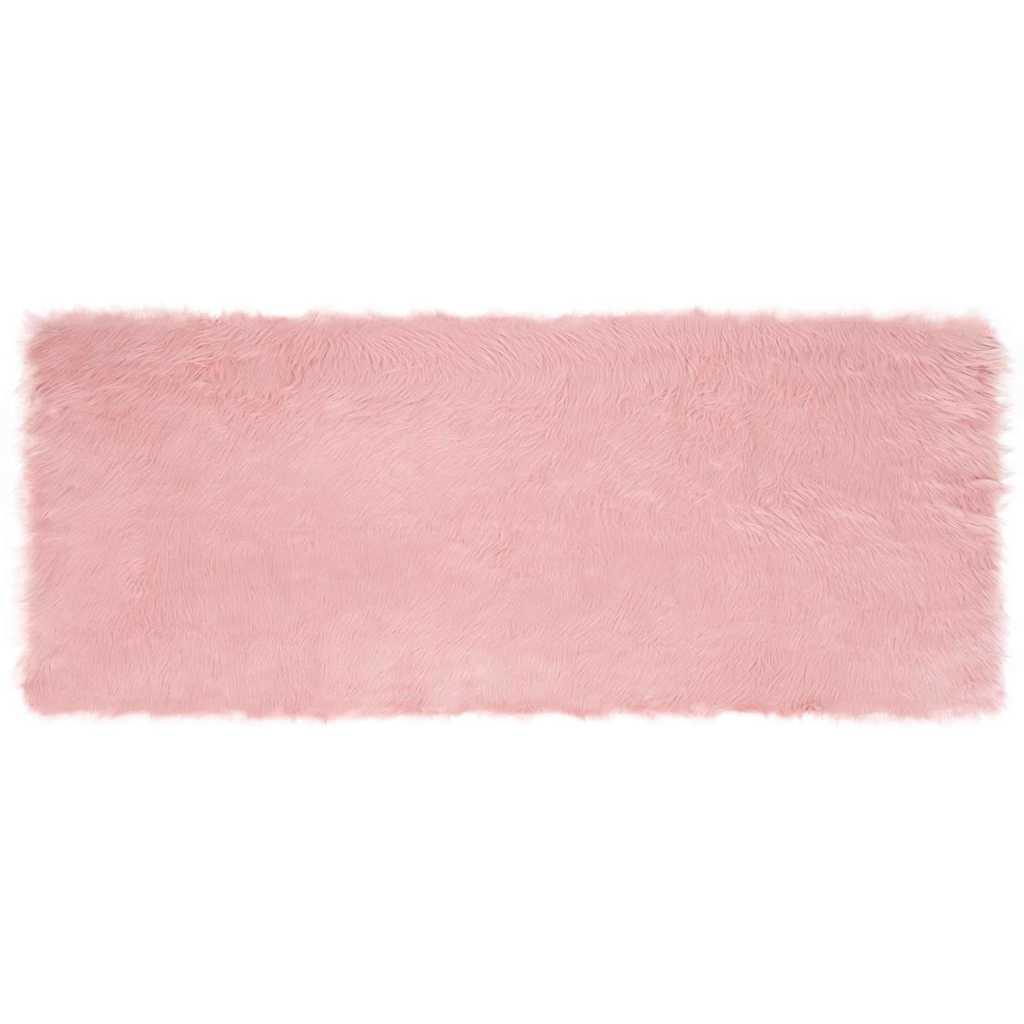 Falsk Fåreskind Tæppe Lyserød 80 x 200 cm Polyester billede